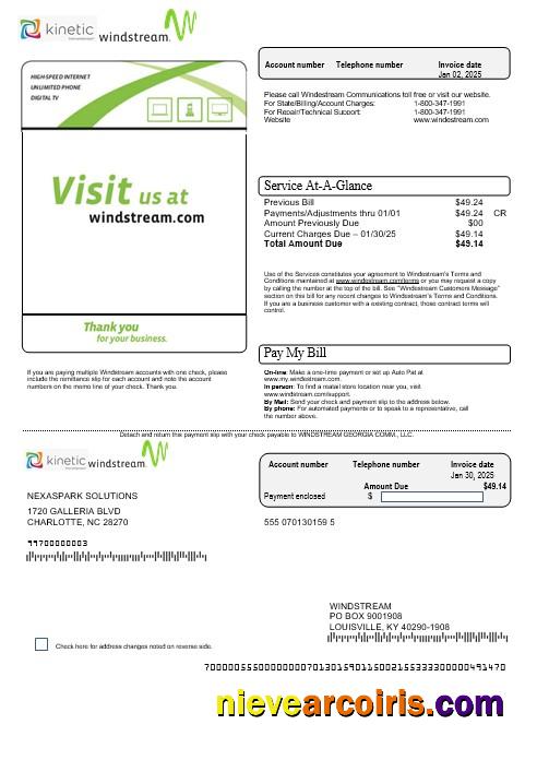 USA Windstream Holdings, Inc. business utility bill